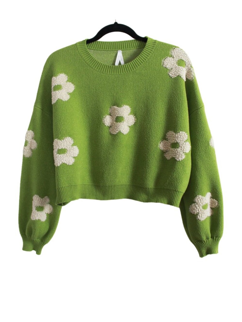 Dreamers Oversized Cropped Floral Knit Sweater (L)